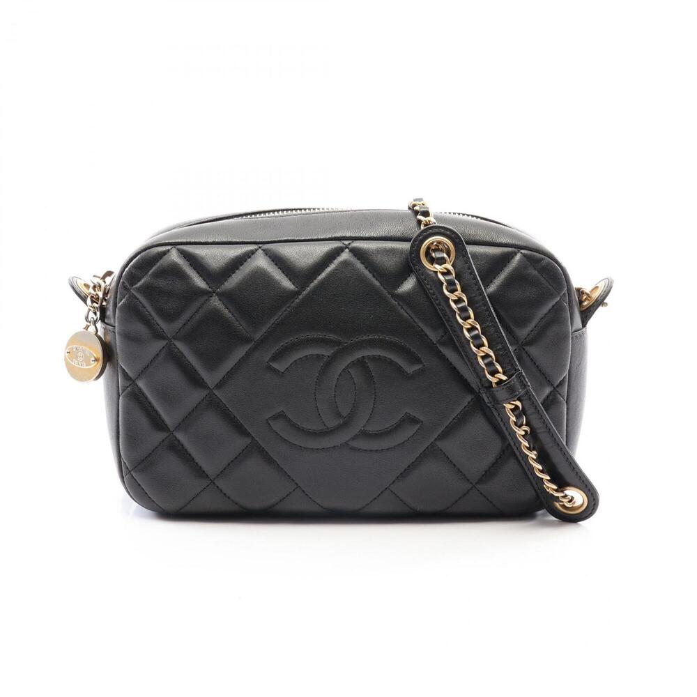 Chanel Matelassé Shoulder Bag/Handbag, Lambskin Leather, Women's, Black